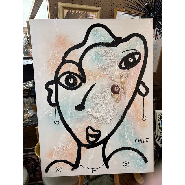 Black Peter Keil Unique Abstract Sea Shell Lady Canvas For Sale - Image 8 of 9