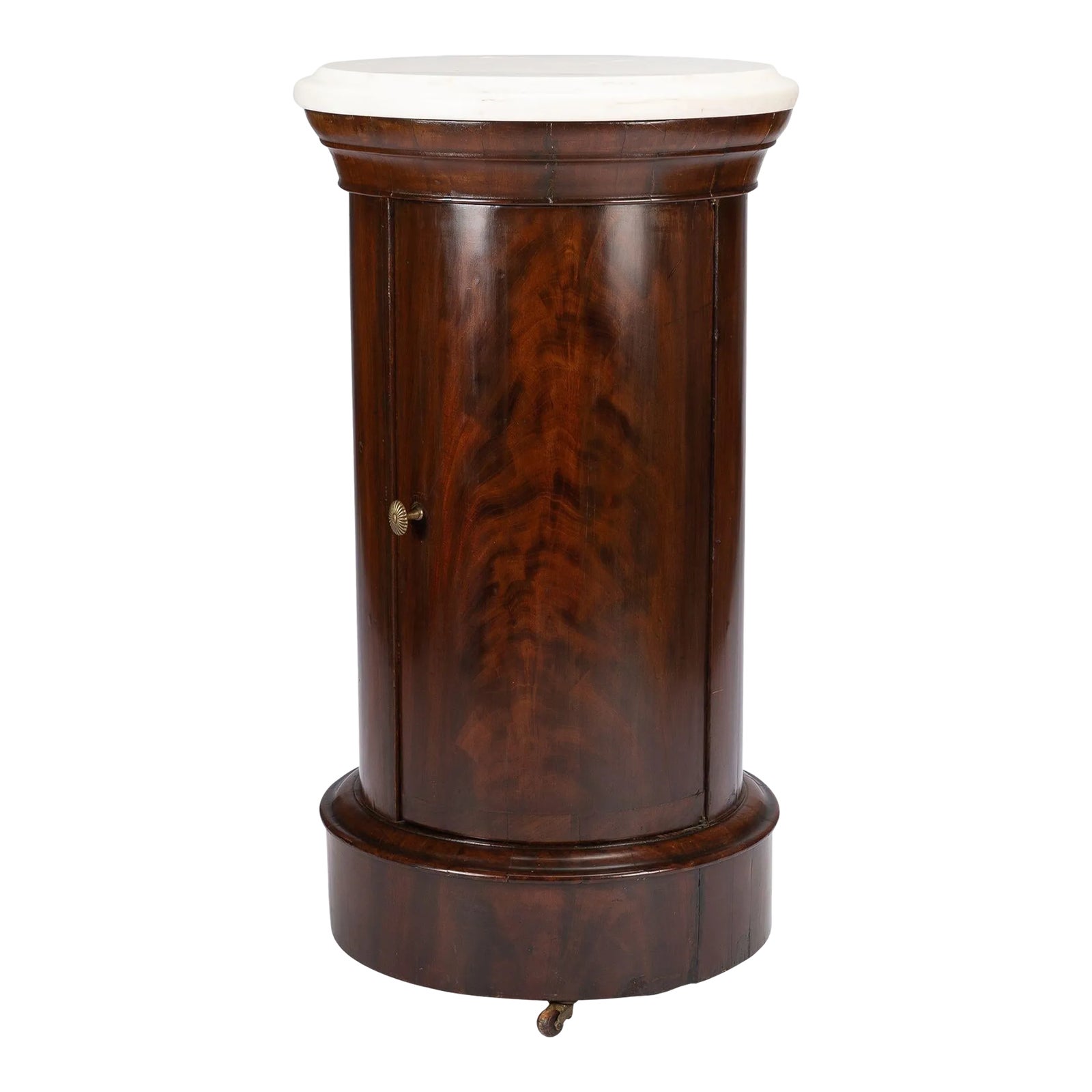 English Pillar Commode With Marble Top, 1820 | Chairish
