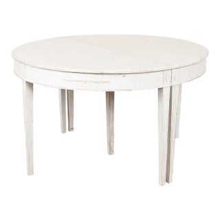 20th Century White Swedish Gustavian Large Dining Table Expanding With Leaves For Sale