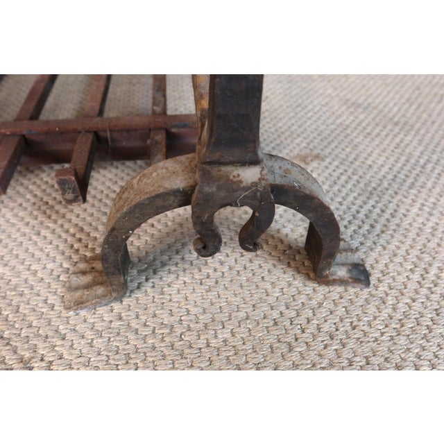 Large 19th-Century Andirons and Fireplace Grate, Set of 4 For Sale - Image 4 of 8