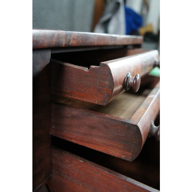 Antique American Empire Crotch Mahogany Drop Leaf Sewing Work Side Table Cabinet For Sale - Image 13 of 14