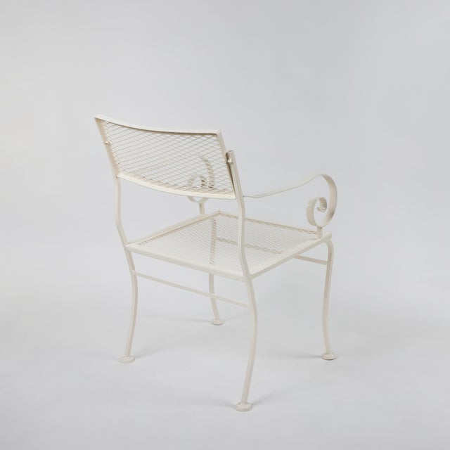 Vintage Iron Outdoor Dining Chairs W/ Metal Mesh Seats + Backs | Set of 8 For Sale - Image 10 of 14