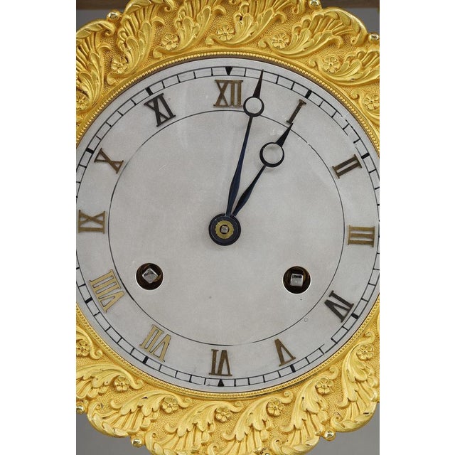 Gold Large Restauration Gilt Bronze Portico Clock For Sale - Image 8 of 18