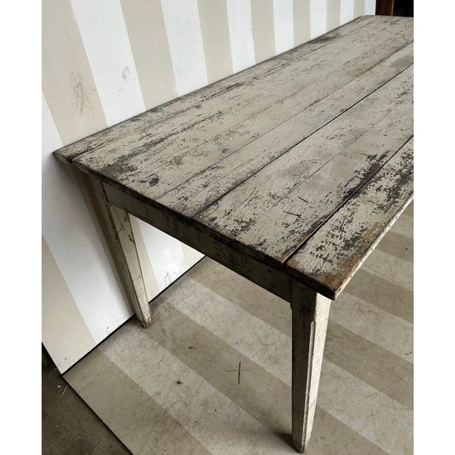 19th Century French Painted 8 Drawer Farm Table For Sale - Image 4 of 12