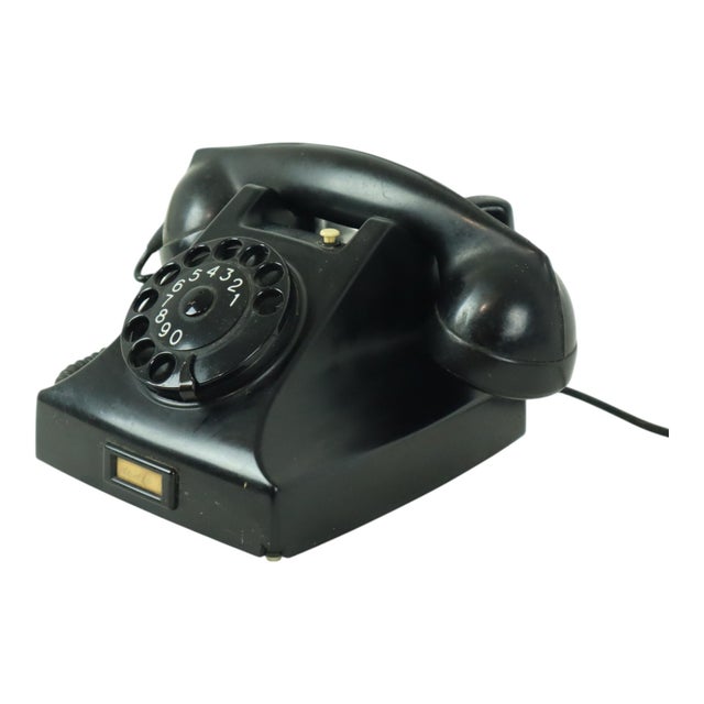 Vintage Black Bakelite Rotary Dial Telephone, 1950s For Sale - Image 11 of 11