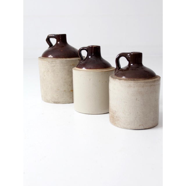 Antique Stoneware Crock Jugs Set of 3 For Sale - Image 6 of 10