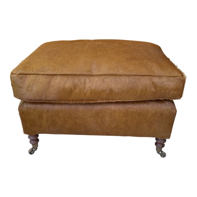 1980s Vintage Smith English Animal Hide Ottoman Chairish