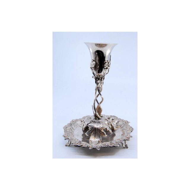 Silver Toothpick Holder with Climbing Vine Chalice on Raised Base with Feet For Sale - Image 4 of 10