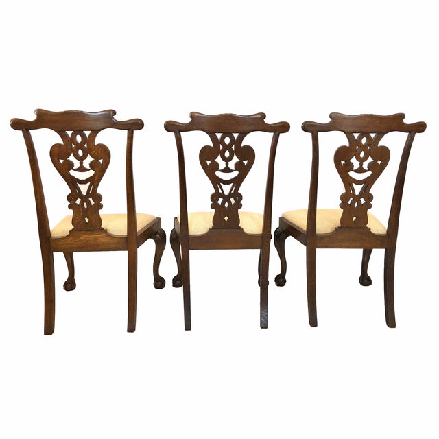 Traditional Set of Six 19th Century Carved Oak Georgian Style Chairs For Sale - Image 3 of 5