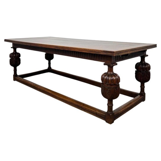 19th Century Antique English Oak Draw-Leaf Dining Table For Sale - Image 4 of 11