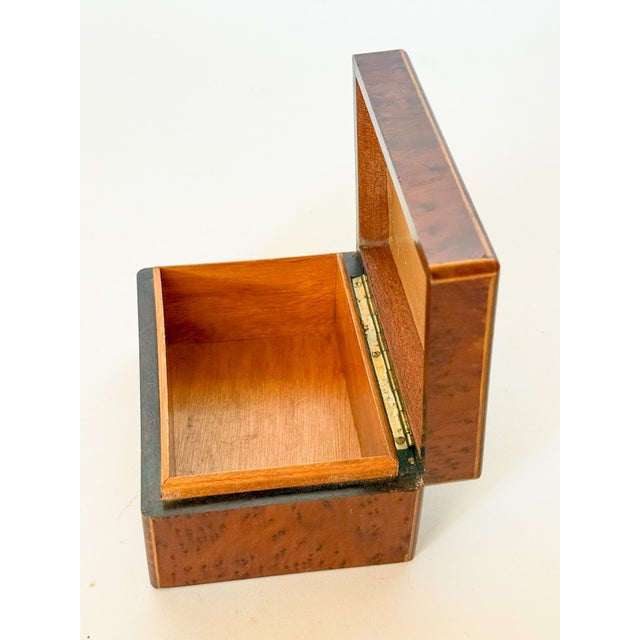 Mid Century Austrian Burlwood Box With Embroidered Insert For Sale - Image 9 of 13