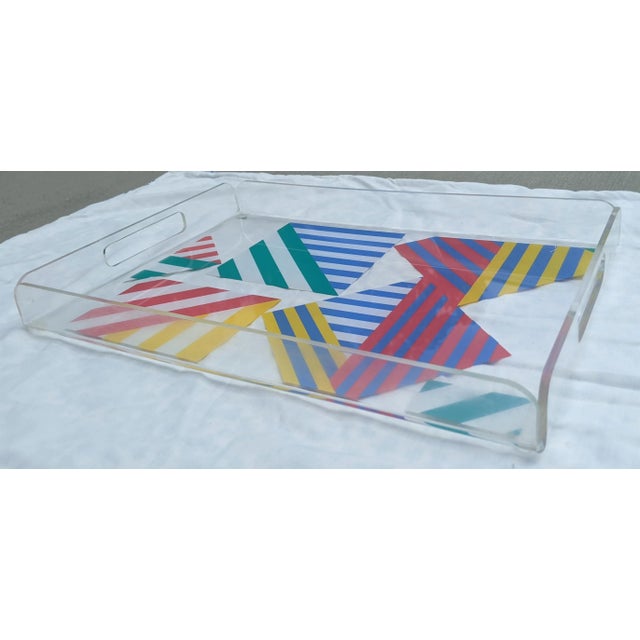 Vintage Lucite Postmodern Memphis Tray With Handles For Sale In Charlotte - Image 6 of 11