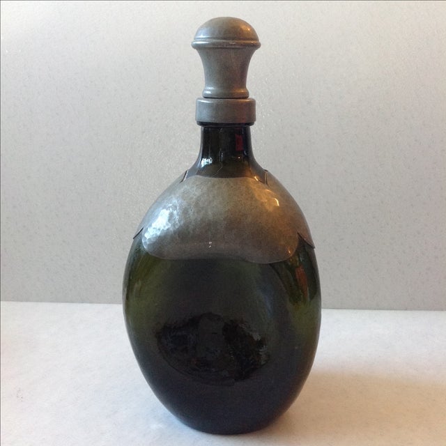 1920s Pewter & Green Glass Pinch Bottle Chairish