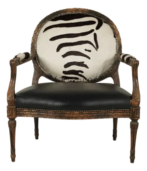 Louis XVI Style Zebra Print Leather Chair