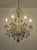 Vintage Florentine 6-Light Chandelier in Gilded Iron with Crystals and Murano Glass Pendants, 1950s For Sale - Image 6 of 14