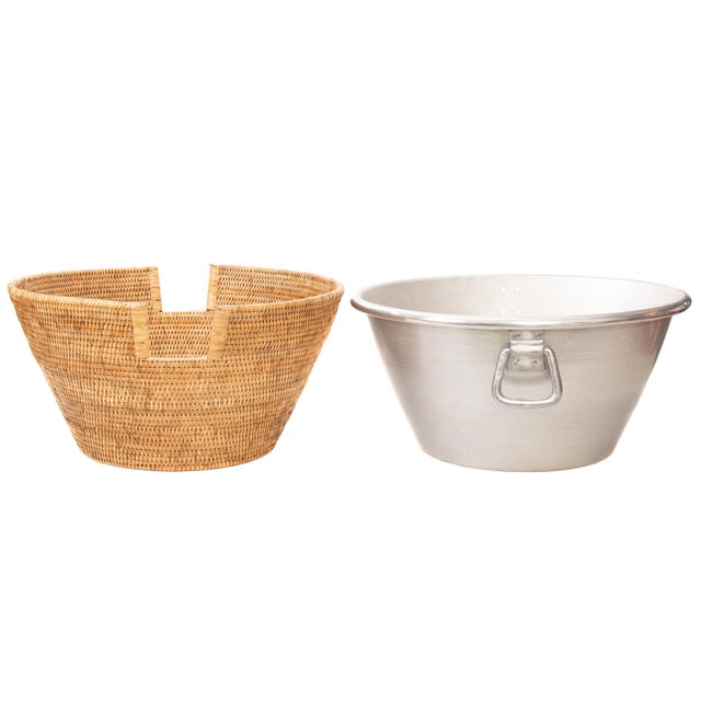 Boho Chic Artifacts Rattan Aluminum Ice Tub 22.5"x 12" For Sale - Image 3 of 6