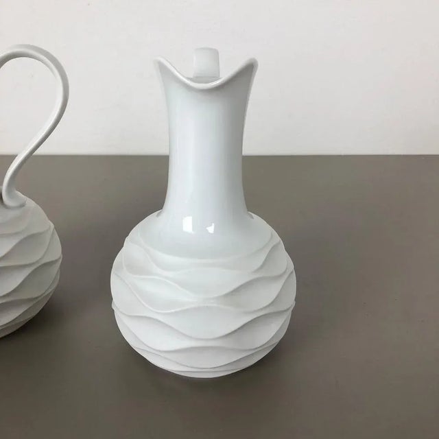 Op Art Biscuit Porcelain Jug Vases from Edelstein Bavaria, Germany, 1970s, Set of 2 For Sale - Image 12 of 14