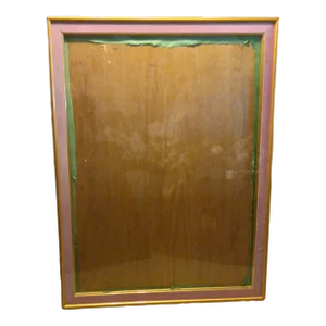 1980s Art Nouveau Frame With Glass and Linen Border