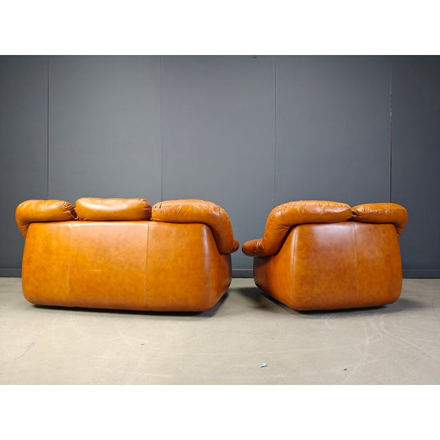 1970s Mid-Century Italian Leather Sofas by Ercole Biella for Grappeggia, 1970s, Set of 2 For Sale - Image 5 of 7