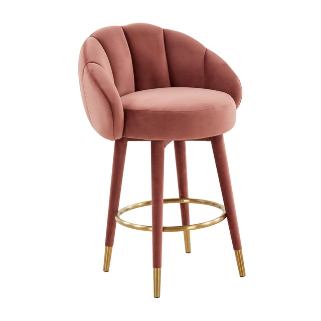 Myla Salmon Swivel Counter Stool For Sale - Image 9 of 9