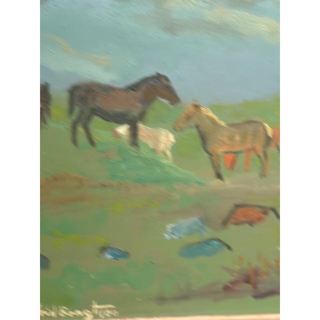 Sigfrid Bengtsson, Horses on the Meadow, Revinge, 1950s, Oil Painting on Panel, Framed For Sale - Image 5 of 13