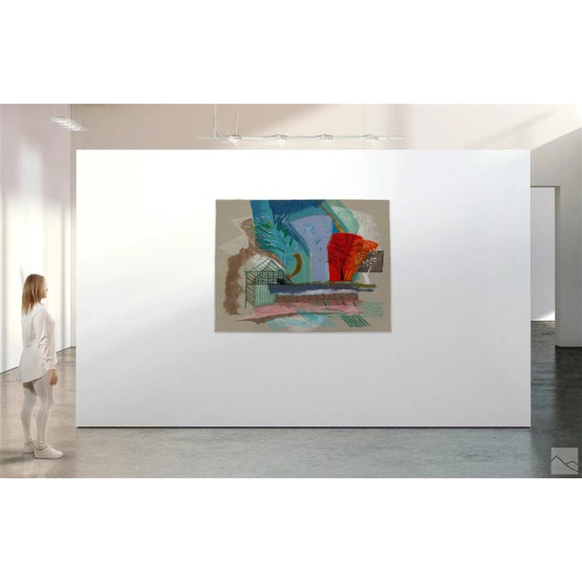 Calman Shemi 1939 - Argentinian Tropical Gardens A wool textile wall tapestry Signed on the lower left Signed and titled...