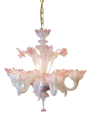 Vintage Chandelier with Six Lights in Murano Glass, 1950