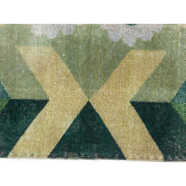 Textile Art Deco Design Green Handmade Wool Rug Doris Leslie Blau For Sale - Image 7 of 9