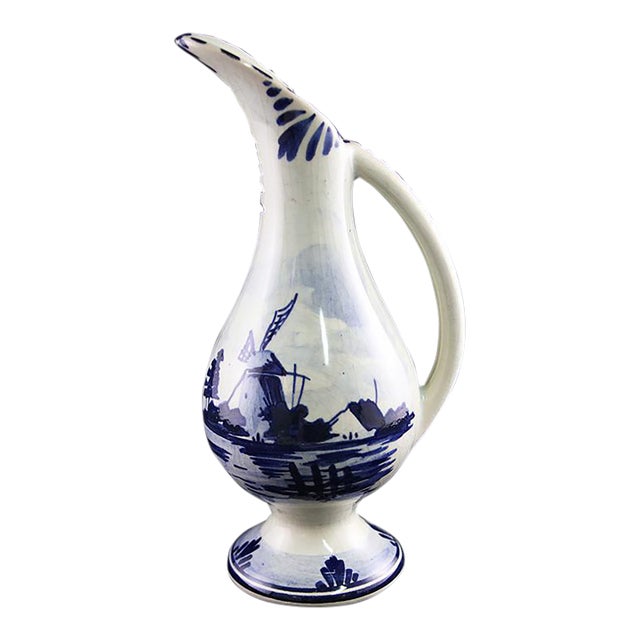 1970s Delft Ceramic Pitcher For Sale