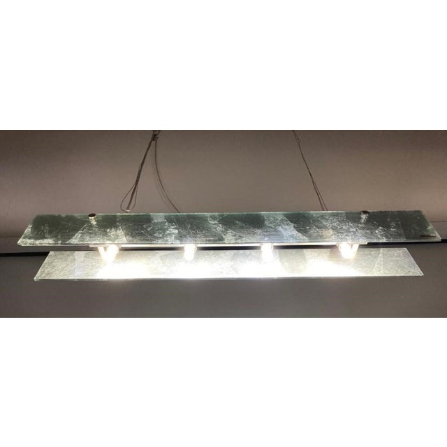 Italian Italian Suspension Lamp With 4 Lights and Chromed Metal Structure. Matte and Murano Glass, 1990 For Sale - Image 3 of 11