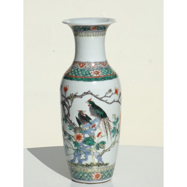 Famille Verte Qing Dinasty Chinese Art Porcelain Vase, 1800s For Sale - Image 9 of 9