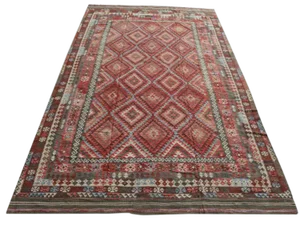 Late 19th Century Vintage Afghani Kilim Wool Rug - 9′8″ × 16′7″