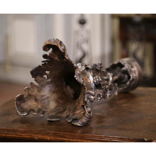 Metal Mid-Century French Louis XV Silvered Bronze Surtout With Glass Bowl For Sale - Image 7 of 8
