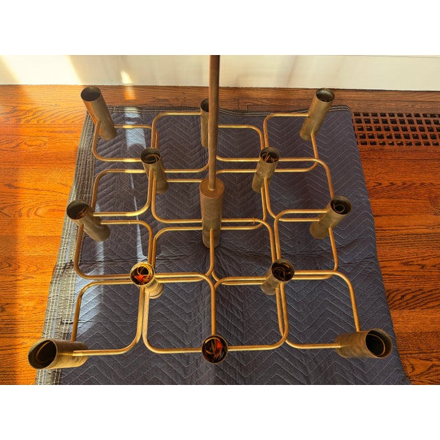 Brass Vintage Gaetano Sciolari Chandelier Brass For Sale - Image 8 of 10