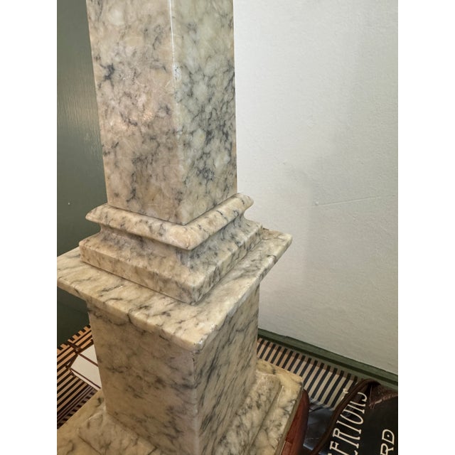 Mid 20th Century Tall Neoclassical Column Marble Lamp For Sale - Image 9 of 11