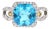 4.61 Carat Blue Topaz Sapphire Diamond White Gold Cocktail Ring For Sale