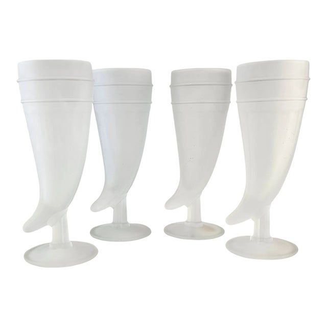 Tiara Frosted Powder Horn Cornucopia Pilsner Glasses 8.25" For Sale