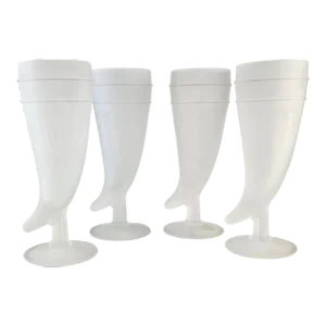 Tiara Frosted Powder Horn Cornucopia Pilsner Glasses 8.25"