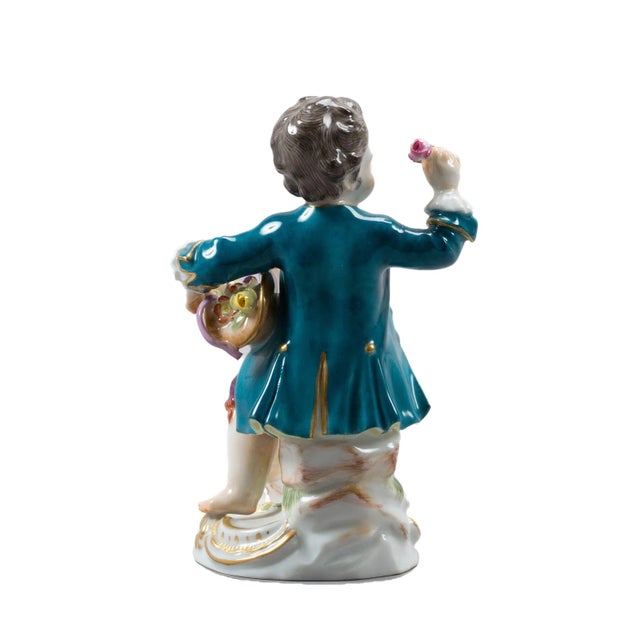 Porcelain figurine "Boy with flowers". The Meissen brand is a German porcelain brand. The name comes from the Saxon city...