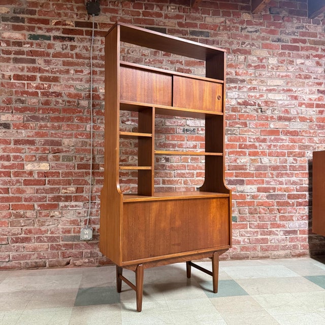 Brown Mid-Century Danish Modern Teak Room Divider Bookcase c.1960s For Sale - Image 8 of 10