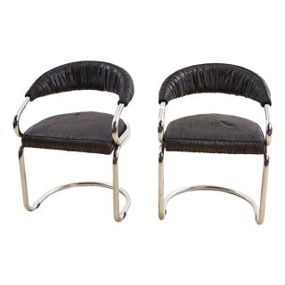Set of Chrome Armchairs by Giotto Stoppino, 1970s For Sale