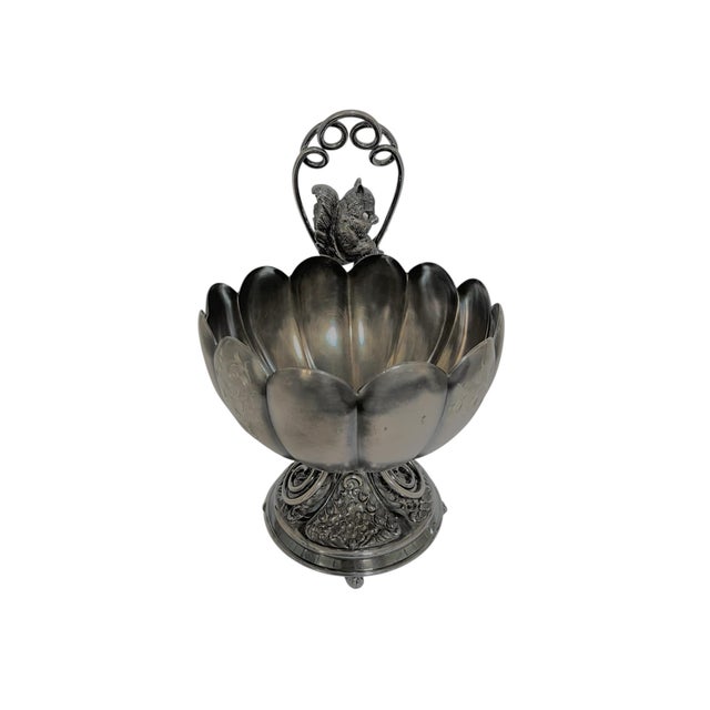 Late 19th Century Antique Victorian Wilcox Silver Plate Squirrel Nut Bowl For Sale - Image 5 of 7