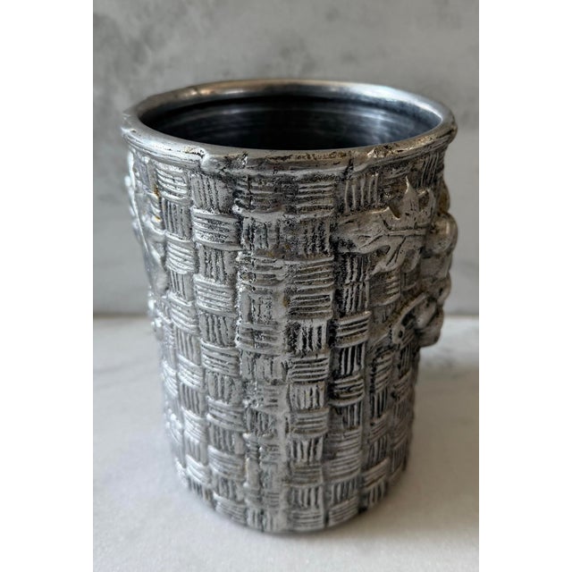 Rustic Vintage Pewter Wine Cooler For Sale - Image 3 of 8