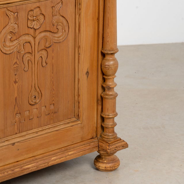 19th Century Danish Pine Sideboard With Carved Panel Doors For Sale - Image 16 of 17