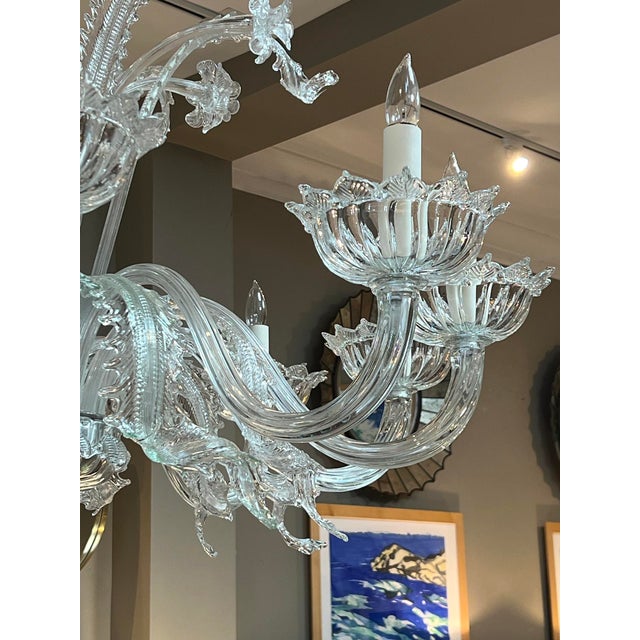 Traditional Impressively Large Murano Blown Clear Glass Chandelier With Floral and Foliate Tendrils For Sale - Image 3 of 14