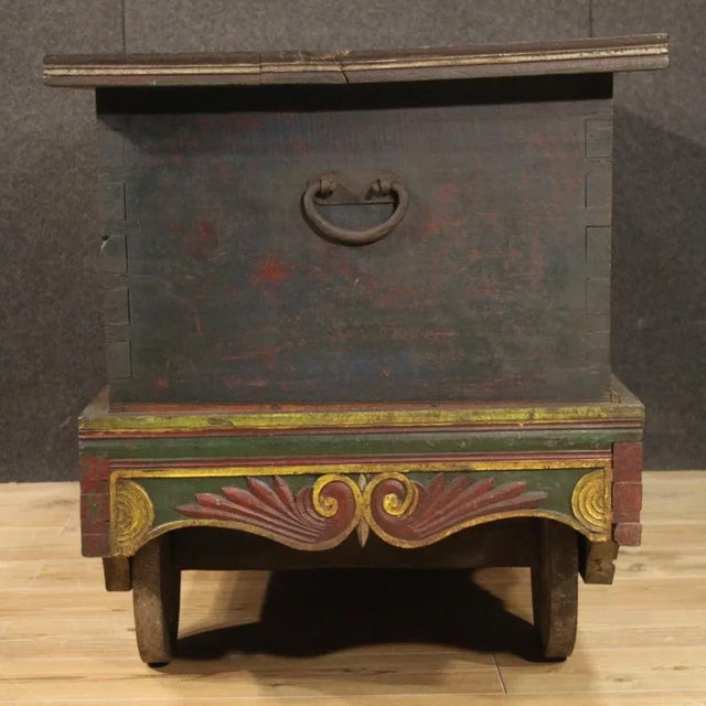Indian Painted Wood Chest, 1960s For Sale - Image 6 of 13
