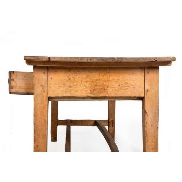 Worn and Patinated English Antique Pine Tavern Table Desk For Sale - Image 11 of 12