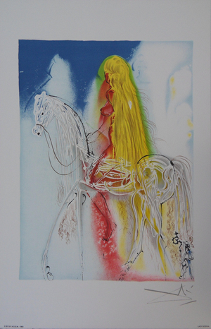 Salvador Dali, Les Chevaux, Lady Godiva, Nude, Lithograph