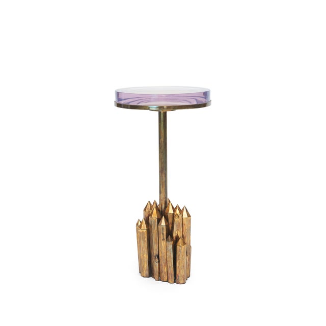 Kryptonite Side Table (Tortoise Brass & Magnifying Resin) For Sale In San Francisco - Image 6 of 12