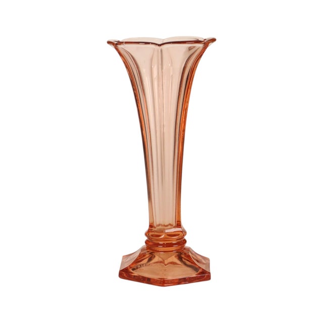 Pink Art Deco vase made by Val Saint Lambert; the model is named "Americain" and comes from the Luxval series (as shown in...